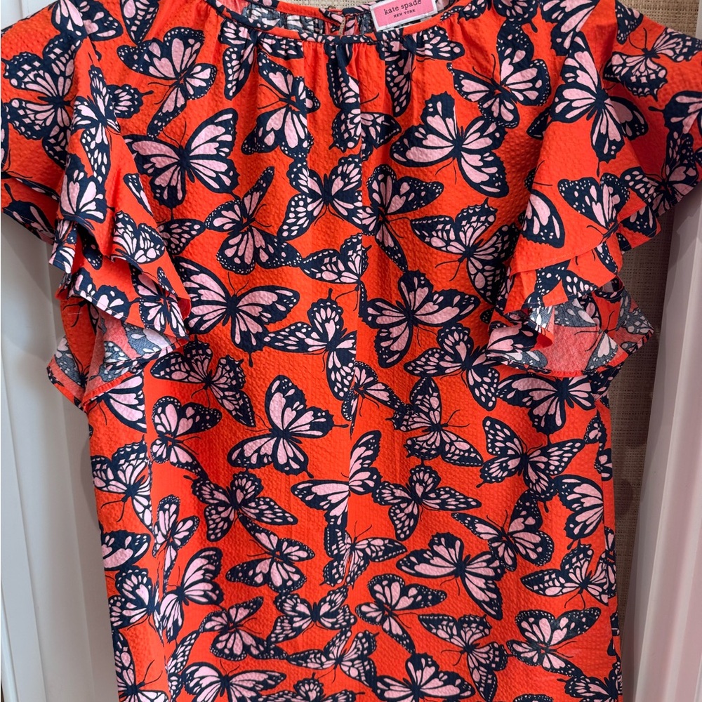 Kate spade Butterfly Print Top - Orange and Pink